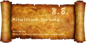 Mihalicsek Boriska névjegykártya